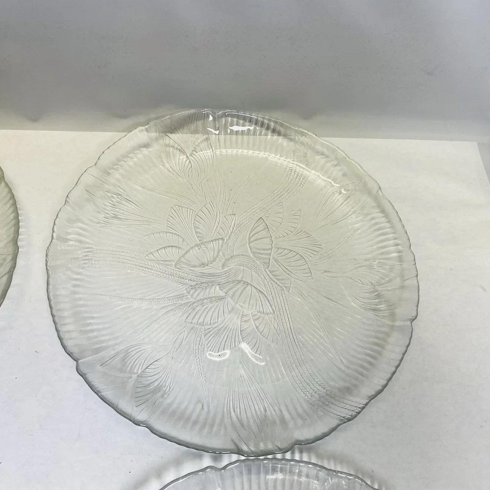 Set‎ Of 4 Arcorpc Canterbury Dinner Plates Clear Glass 10 3/4